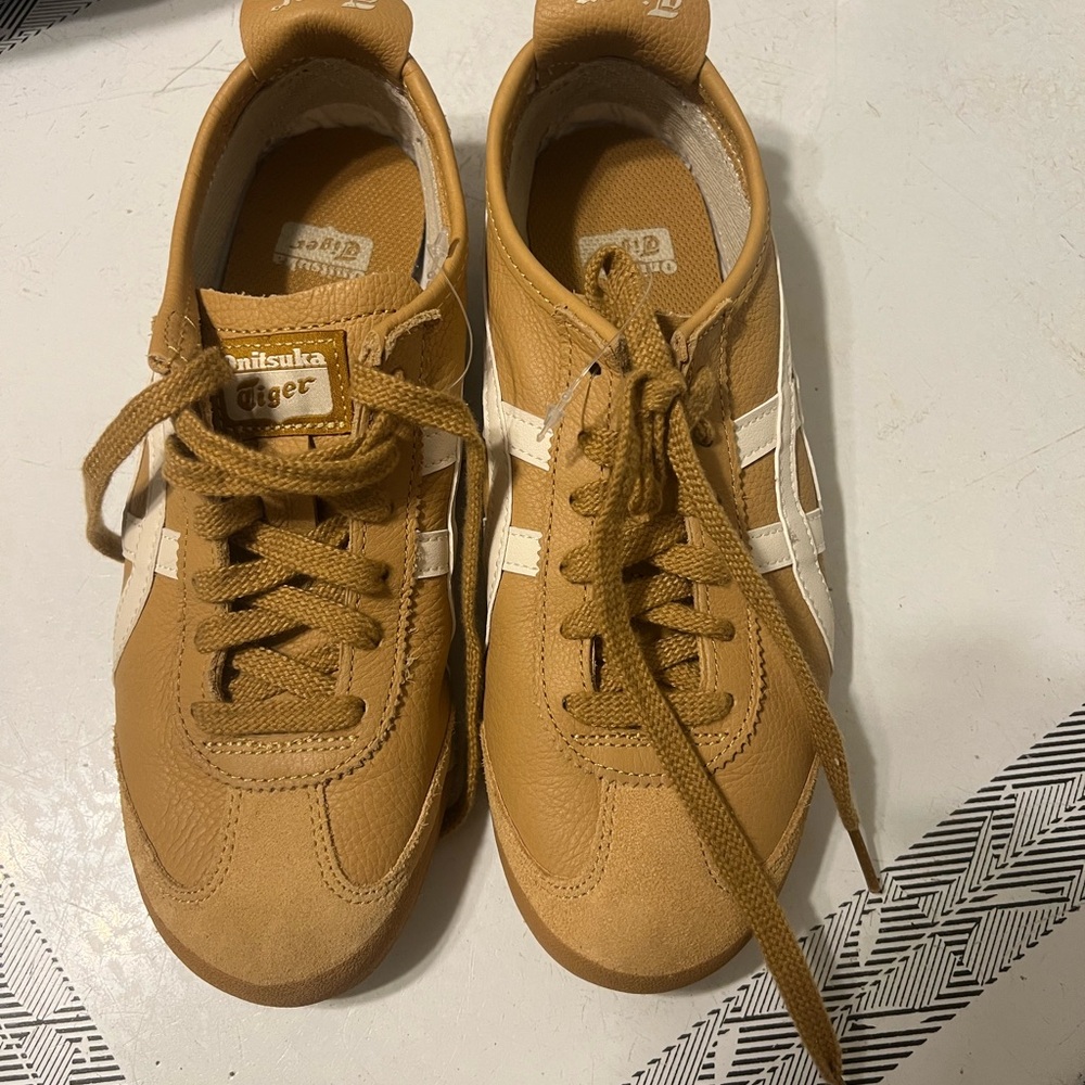 Onitsuka Tiger Tan and White Athletic Shoes